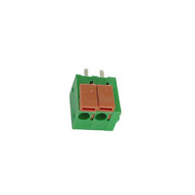 BORNIER SANS VIS, 2 POLES, VERT, AU PAS DE 5mm