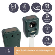 Antinuisibles à ultrasons alimenté par l'énergie solaire