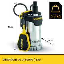 Stanley pompe immergée, eau claire, 750 W, acier inoxydable