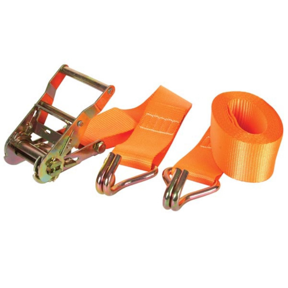 SANGLE D'ARRIMAGE AVEC TENDEUR À CLIQUET + CROCHETS - MAX. 1000 kg - 4.5 m x 50 mm
