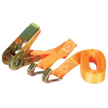SANGLE D'ARRIMAGE AVEC TENDEUR À CLIQUET + CROCHETS - MAX. 500 kg - 4.5 m x 25 mm