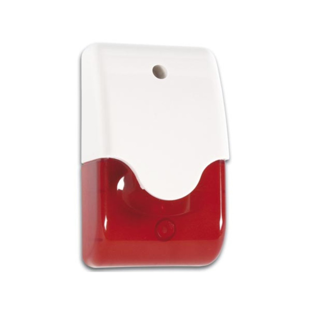 Sirène + stroboscope rouge dans le boîtier + LED 10-14 VCC - 110 dB