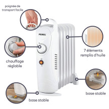 Radiateur à bain d'huile - 700 W - 7 ailettes