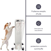 Radiateur à bain d'huile - 2000 W - 9 ailettes