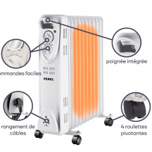 Radiateur à bain d'huile - 2000 W - 9 ailettes