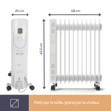 Radiateur à bain d'huile - 2500 W - 11 ailettes - Écran LCD
