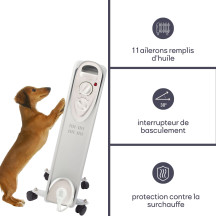Radiateur à bain d'huile - 2500 W - 11 ailettes