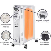 Radiateur à bain d'huile - 2500 W - 11 ailettes
