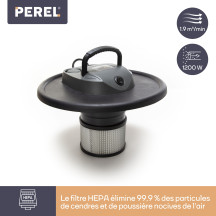 Aspirateur à cendres - 1200W- 20L - avec base roulante