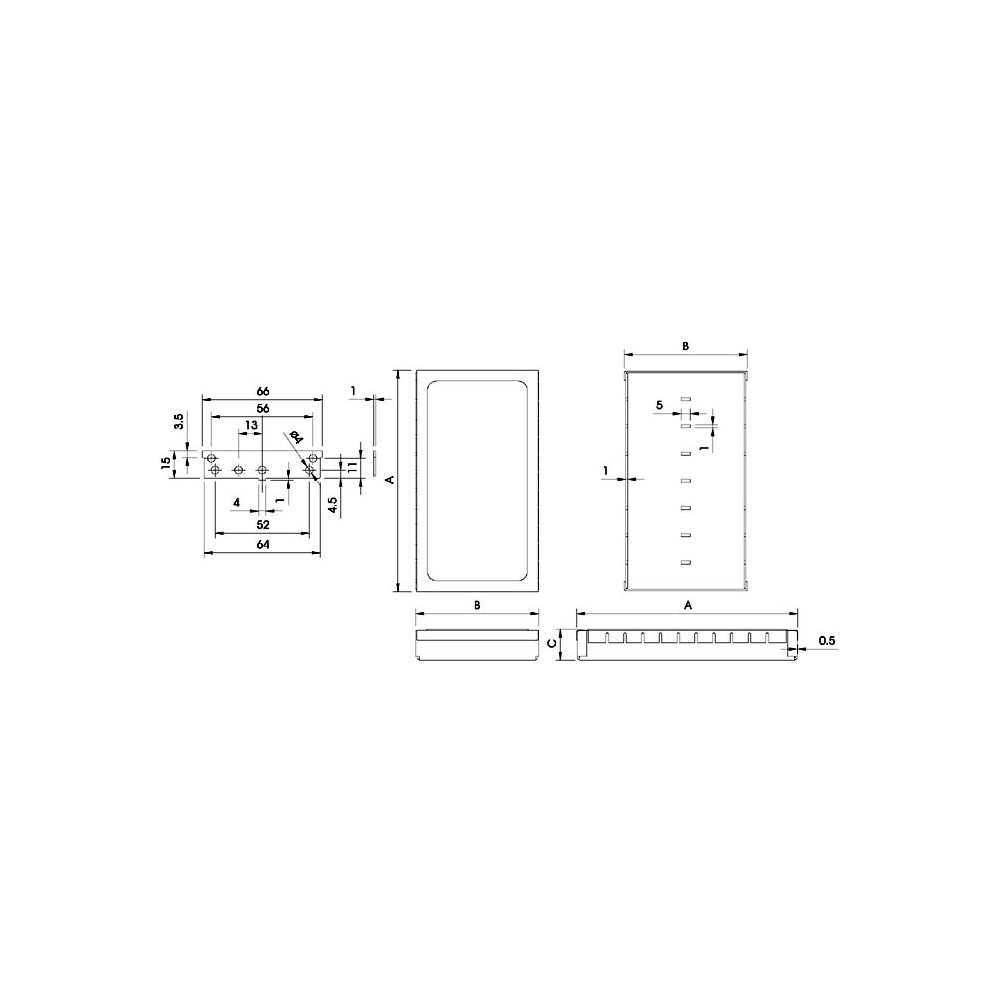 COFFRET RFI "LOW MODULAR" - 82.5 x 68 x 17mm