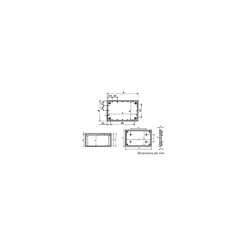 COFFRET "COVER"  - GRIS 110 x 70 x 53.9mm