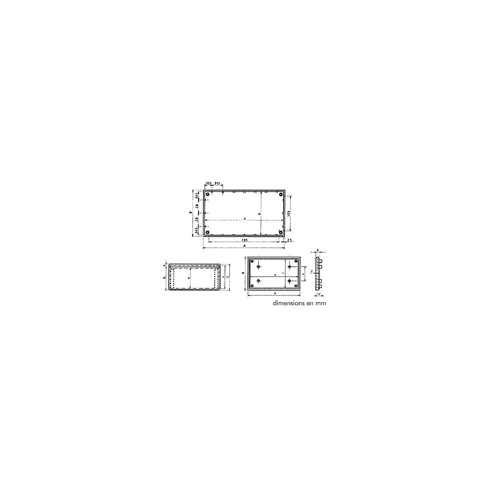 COFFRET "COVER"  - GRIS 215 x 130 x 82.9mm