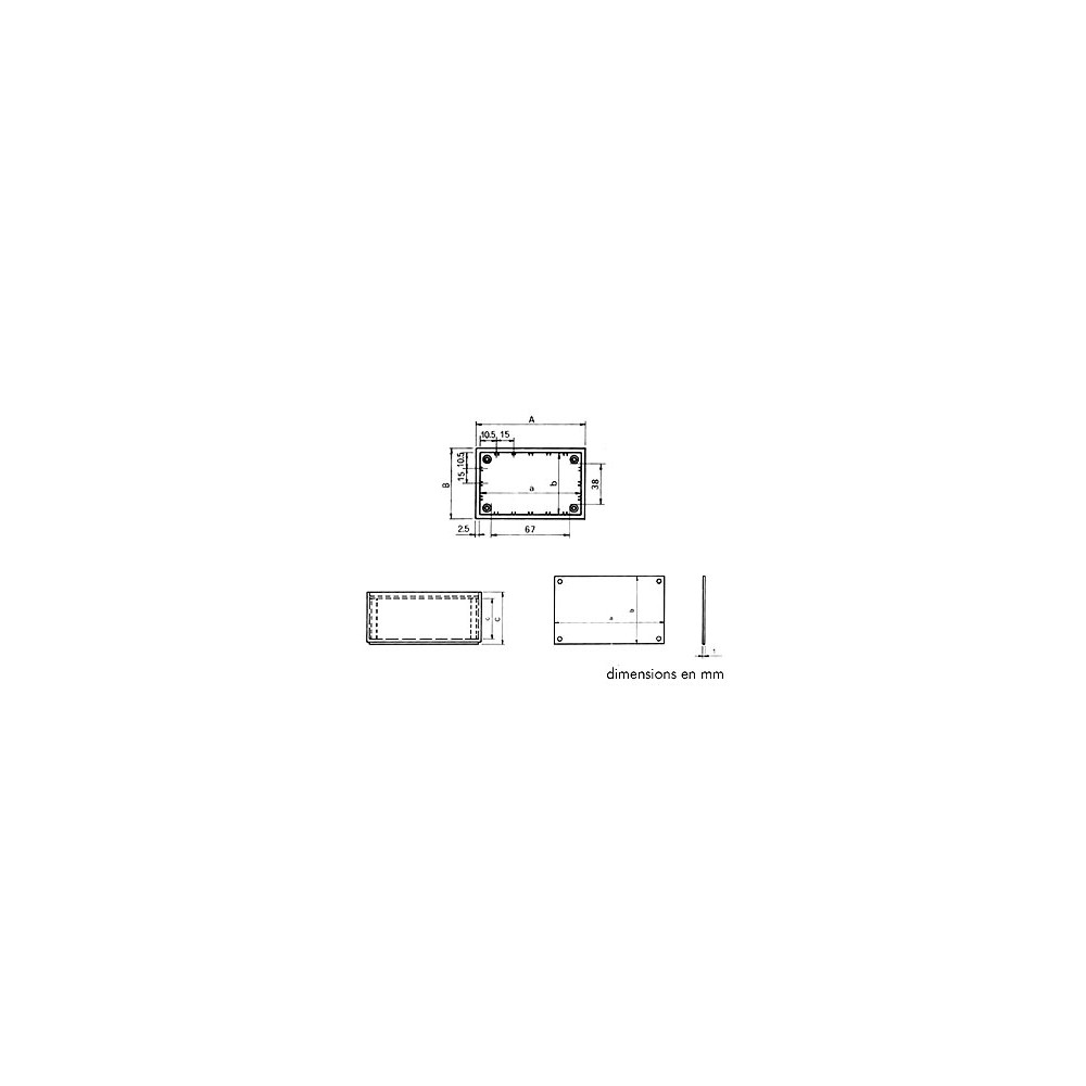 COFFRET "OPTATIVE" EN PLASTIQUE - BLEU PETROLE 85.0 x 56.0 x 35.5mm