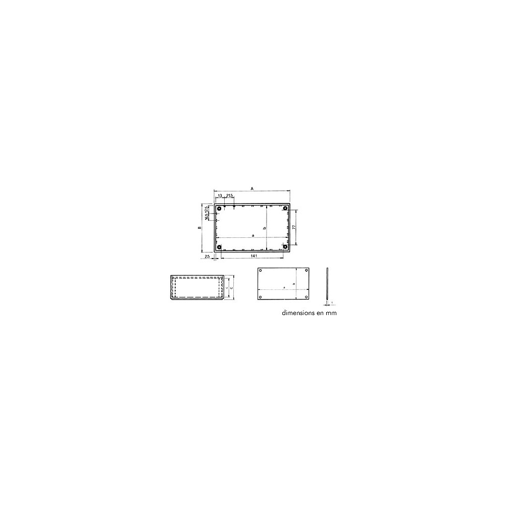 COFFRET "OPTATIVE" EN PLASTIQUE - BLEU PETROLE 160 x 96 x 61mm