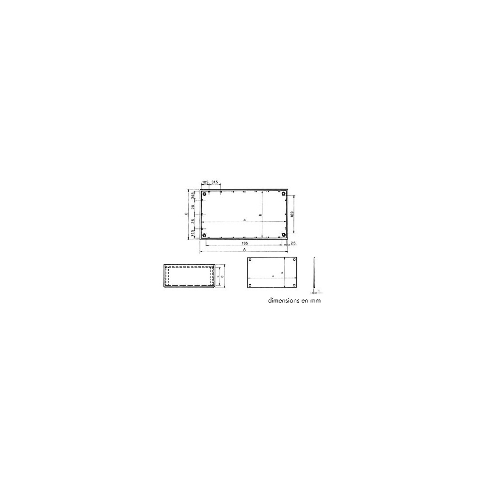 COFFRET "OPTATIVE" EN PLASTIQUE - BLEU PETROLE 215 x 130 x 77mm