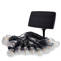 Solar LED - 15 m - 15 lampes blanc chaud - càble noir