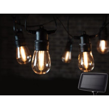 Solar LED - 15 m - 15 lampes blanc chaud - càble noir