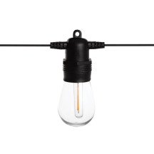 Solar LED - 15 m - 15 lampes blanc chaud - càble noir