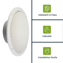 JEU DE 2 HAUT-PARLEURS CONIQUES 5" AVEC GRILLES & RÉSISTANT À L'EAU 80W / 8 OHM (1 PAIRE)