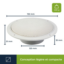 JEU DE 2 HAUT-PARLEURS CONIQUES 5" AVEC GRILLES & RÉSISTANT À L'EAU 80W / 8 OHM (1 PAIRE)