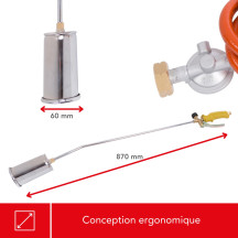Désherbeur à gaz, tuyau de 5 m, régulateur 2,5 bar