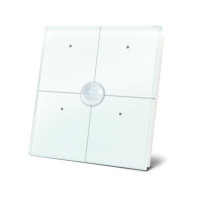 module de commande en finition verre avec touches tactiles quadruples et détecteur de mouvement et de crépuscule intégré, blanc