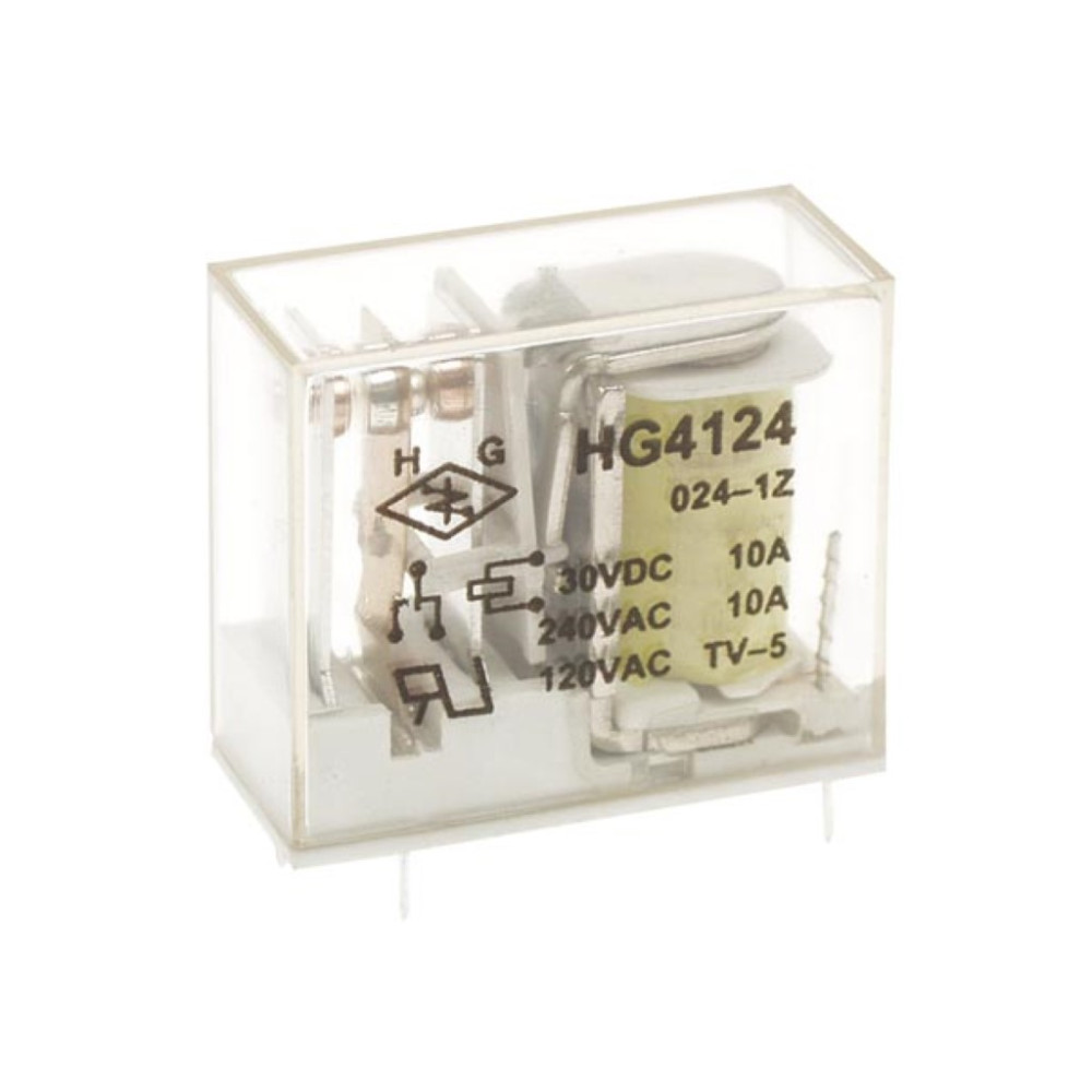 RELAIS VERTICAL 10A/30VCC-220VCA 1 x REPOS-TRAVAIL 24Vcc
