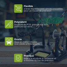 Troisième Main avec 4 Bras et Support d'Étain à Souder