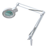 Lampe de bureau avec loupe, bras pivotant et pince - 5 dioptries - 22 W