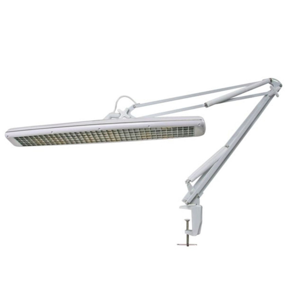 Lampe de bureau avec bras pivotant et pince - 3 tubes fluorescents de 14 W - blanche
