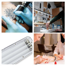 Lampe de bureau avec bras pivotant et pince - 3 tubes fluorescents de 14 W - blanche
