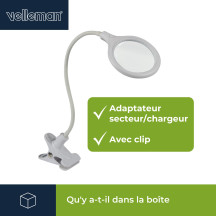 Lampe de bureau LED avec col de cygne et pince de fixation - 5 dioptries - 6 W