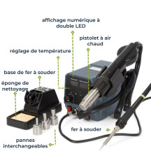 Station à air chaud pour composants cms - 2 en 1