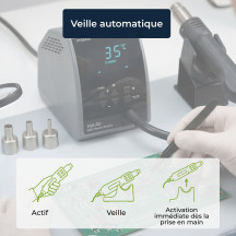 Station de réparation numérique à air chaud SMD réglable 300 W - 100-500 °c