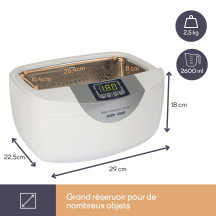 Nettoyeur à ultrasons avec minuterie - 170 W - 2,6 L