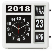 Horloge murale à chiffres sautants avec calendrier - 31 x 31 cm - néerlandais