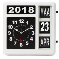 Horloge murale à chiffres sautants avec calendrier - 31 x 31 cm - néerlandais