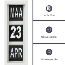 Horloge murale à chiffres sautants avec calendrier - 31 x 31 cm - néerlandais
