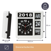 Horloge murale à chiffres sautants avec calendrier - 31 x 31 cm - néerlandais