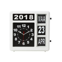 Horloge murale à chiffres sautants avec calendrier - 31 x 31 cm - néerlandais
