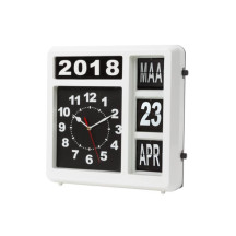Horloge murale à chiffres sautants avec calendrier - 31 x 31 cm - néerlandais