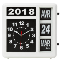 Horloge murale à chiffres sautants avec calendrier - 31 x 31 cm - français