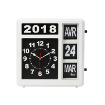 Horloge murale à chiffres sautants avec calendrier - 31 x 31 cm - français