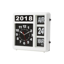 Horloge murale à chiffres sautants avec calendrier - 31 x 31 cm - français