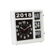 Horloge murale à chiffres sautants avec calendrier - 31 x 31 cm - français