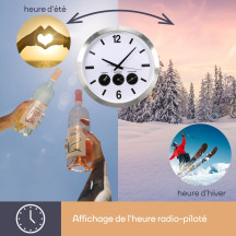 Horloge murale en aluminium avec 3 fuseaux horaires - ø 45.5 cm