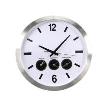 Horloge murale en aluminium avec 3 fuseaux horaires - ø 45.5 cm