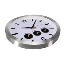 Horloge murale en aluminium avec 3 fuseaux horaires - ø 45.5 cm