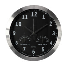 Horloge murale en aluminium avec thermomètre & hygromètre - ø 35.5 cm