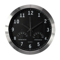 Horloge murale en aluminium avec thermomètre & hygromètre - ø 35.5 cm
